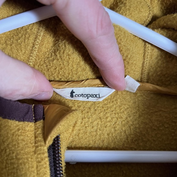 Cotopaxi Jacket Mens Large Yellow Hooded Fleece Full Zip Colorblock Hiking - Picture 4 of 10